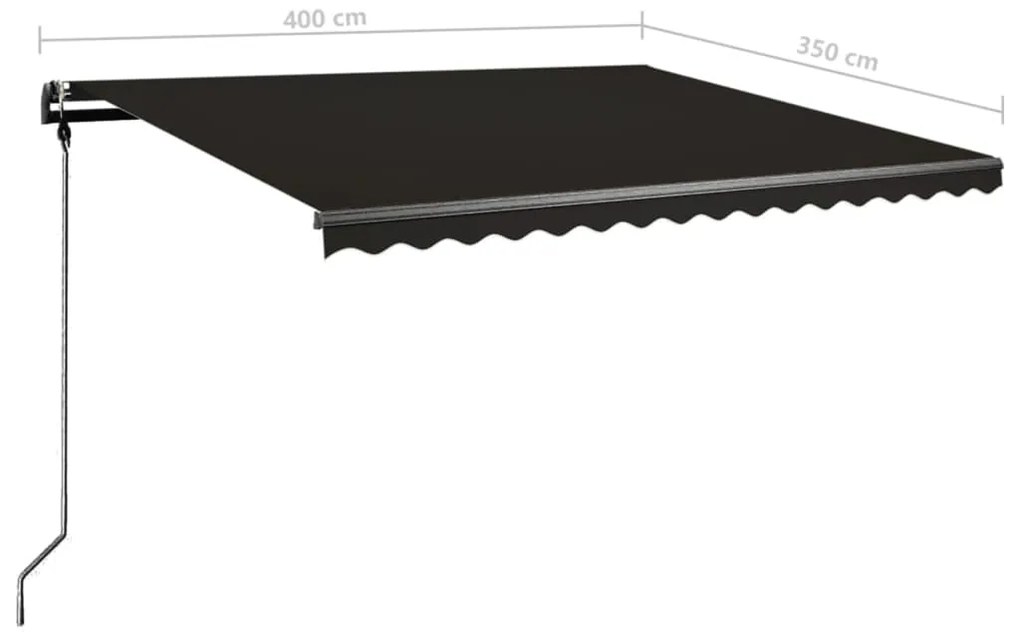 Toldo retrátil manual com LED 400x350 cm antracite