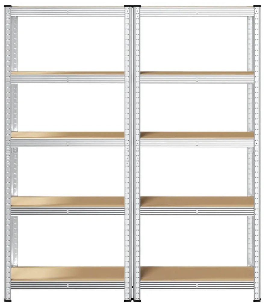 Prateleiras de armazenamento de 5 camadas 2 pcs aço prateado