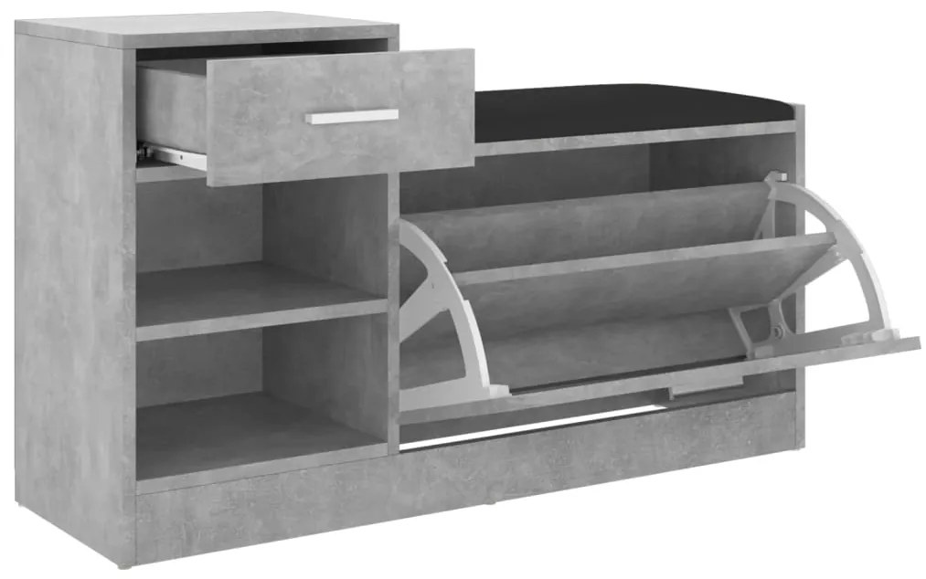Banco sapateira 94,5x31x57cm derivados madeira cinzento cimento