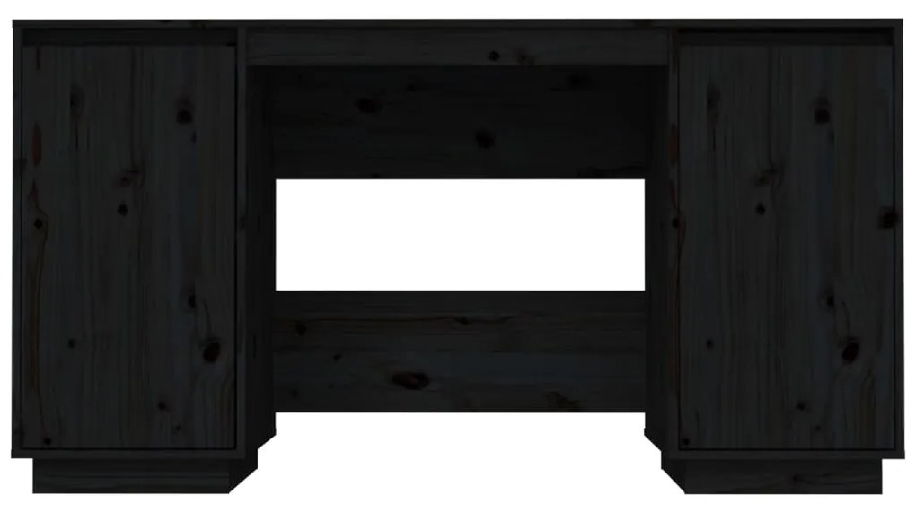 Secretária 140x50x75 cm madeira de pinho maciça preto