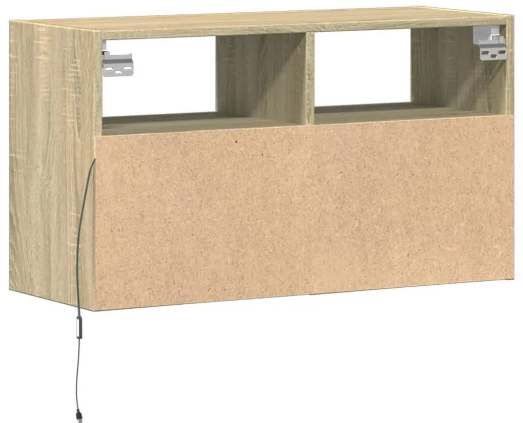 Móvel de parede p/ TV c/ luzes LED 80x31x45 cm carvalho sonoma
