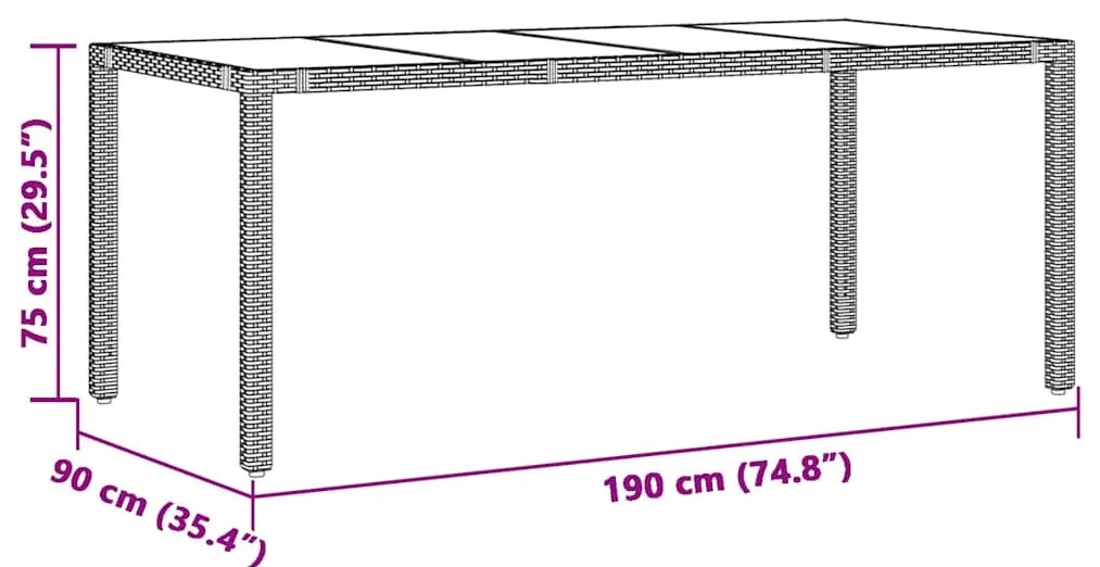 9 pcs conjunto bistrô de jardim c/ almofadões vime PE cinzento