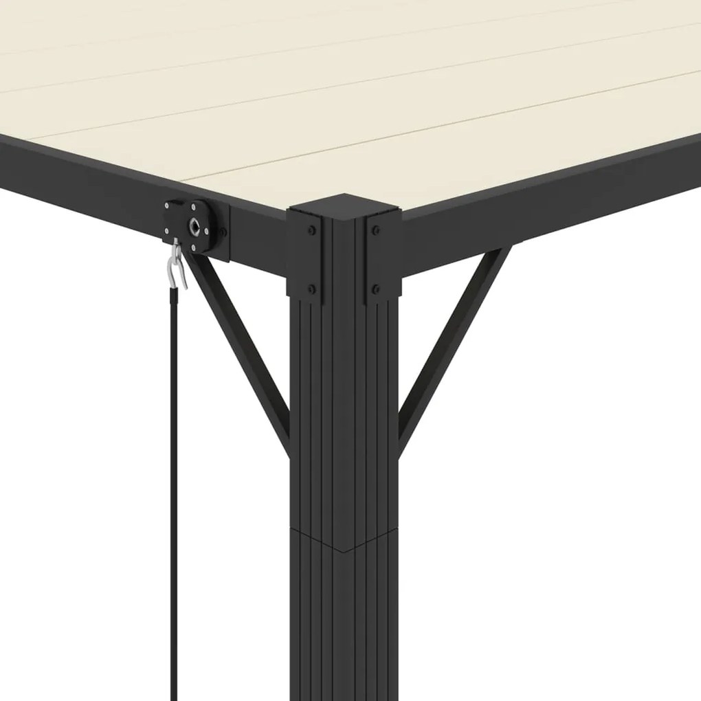 Gazebo com telhado de persiana 3x3 m tecido creme e alumínio