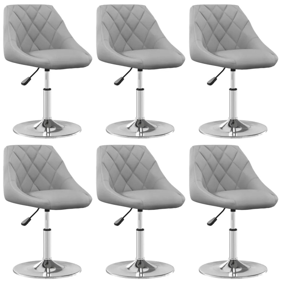 vidaXL Cadeiras de jantar giratórias 6 pcs veludo cinzento-claro