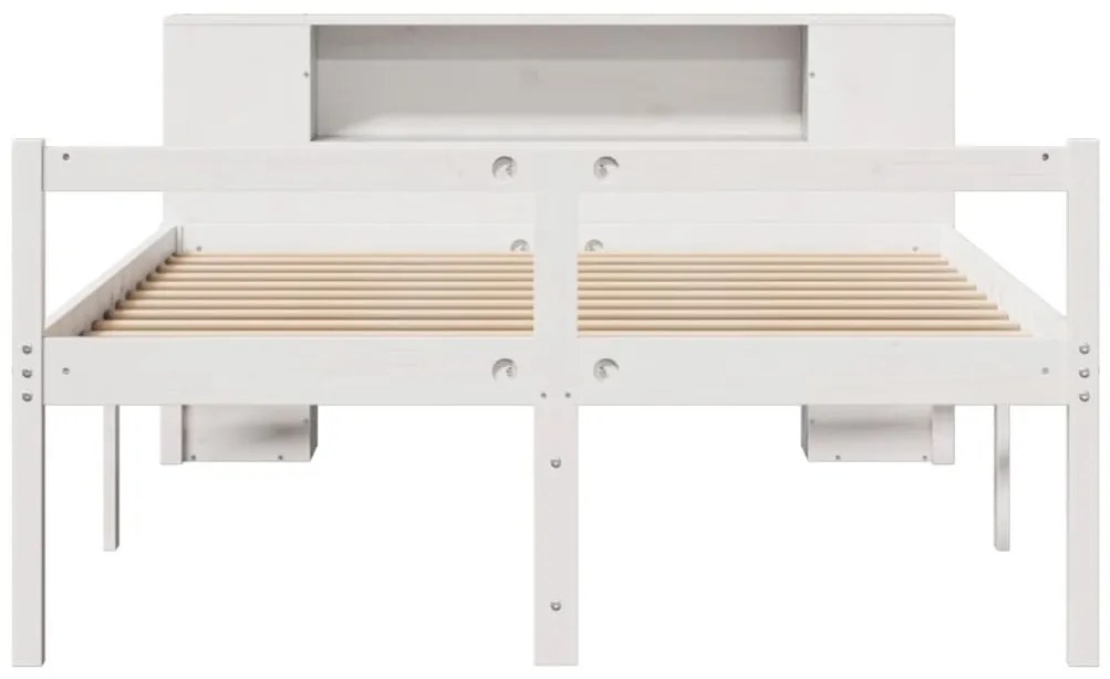 Cama com estante sem colchão 135x190 cm pinho maciço branco