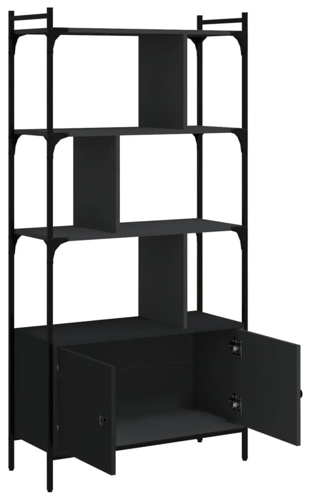 Estante com portas 76,5x30x154,5 cm derivados de madeira preto