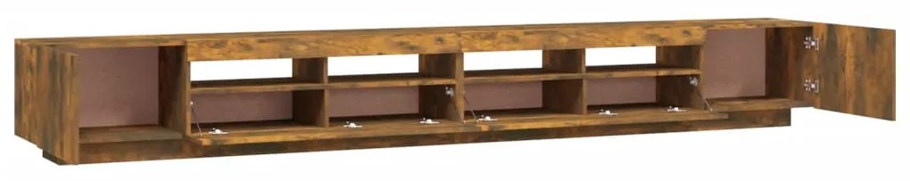 Conjunto móveis de TV 3pcs c/ LEDs madeira carvalho fumado