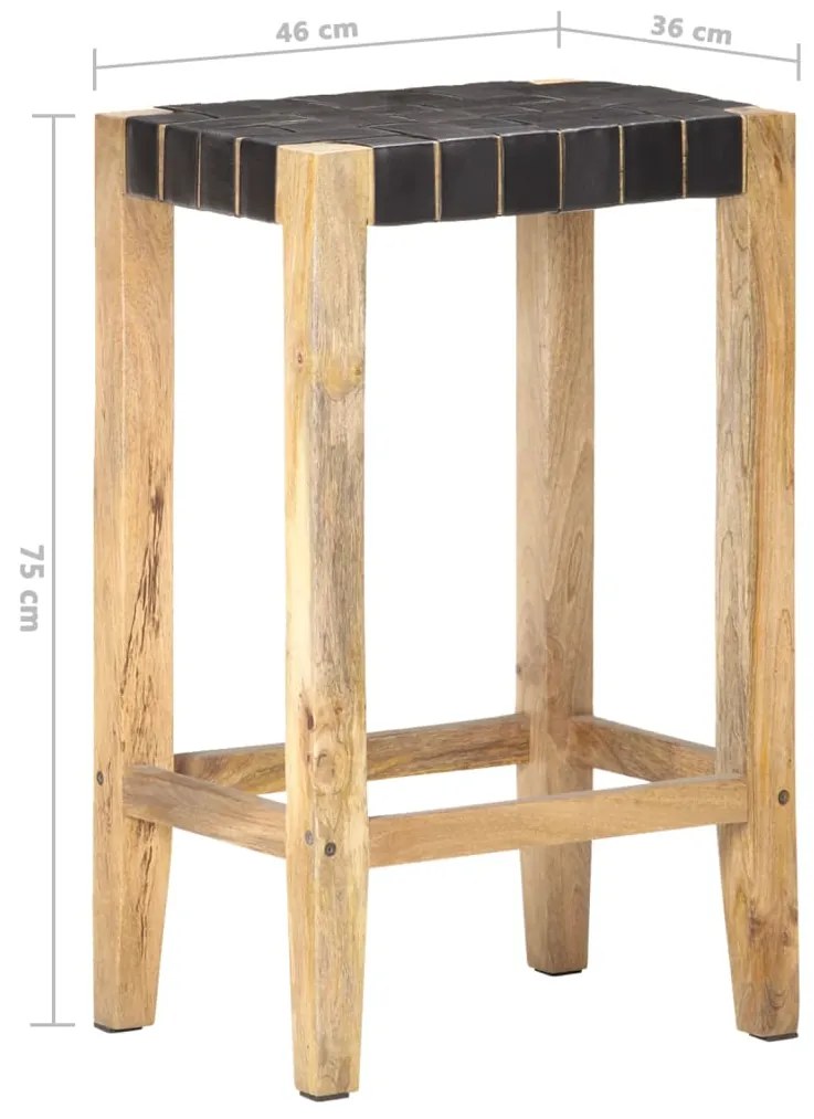 Bancos de bar 2 pcs 75 cm couro genuíno preto