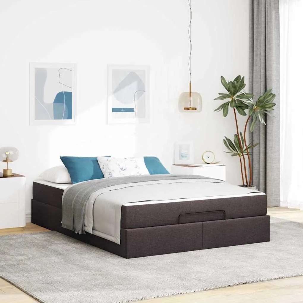 vidaXL Estrutura da Cama Outros Castanho escuro 160 x 200 cm tecido