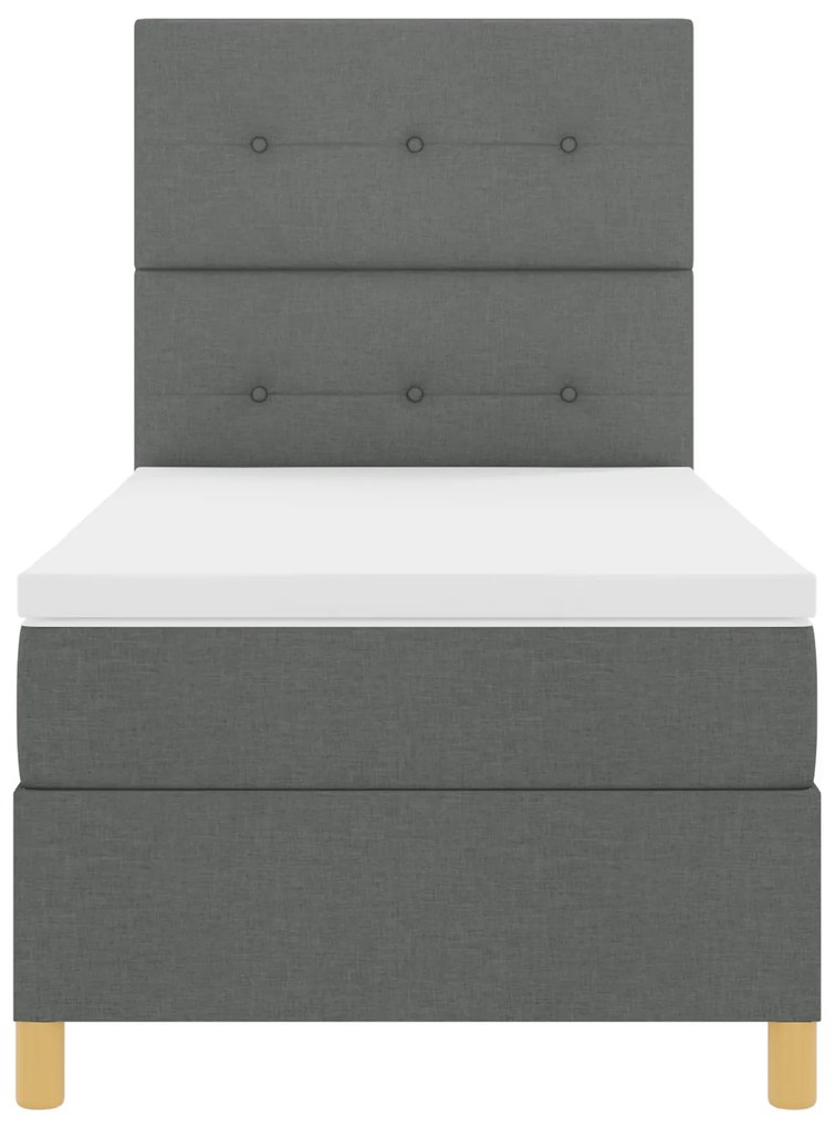 Cama Box com Colchão Cinza Escuro 90x200 cm Tecido
