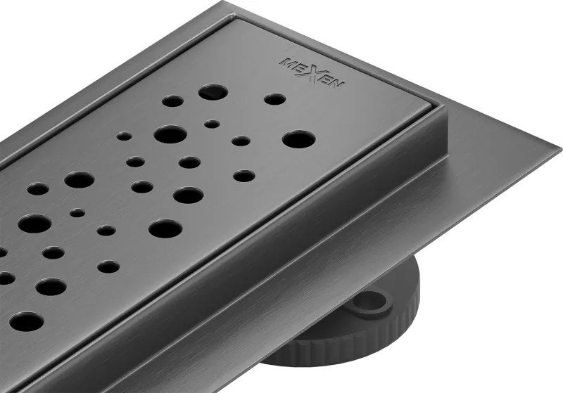 Mexen Flat 360° M12 ralo linear rotativo 90 cm, cinza arma polido - 1E21090-40