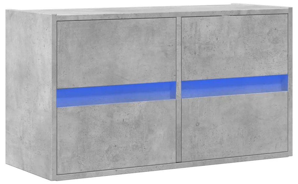 Móvel de parede p/ TV c/ luzes LED 80x31x45 cm cinzento cimento