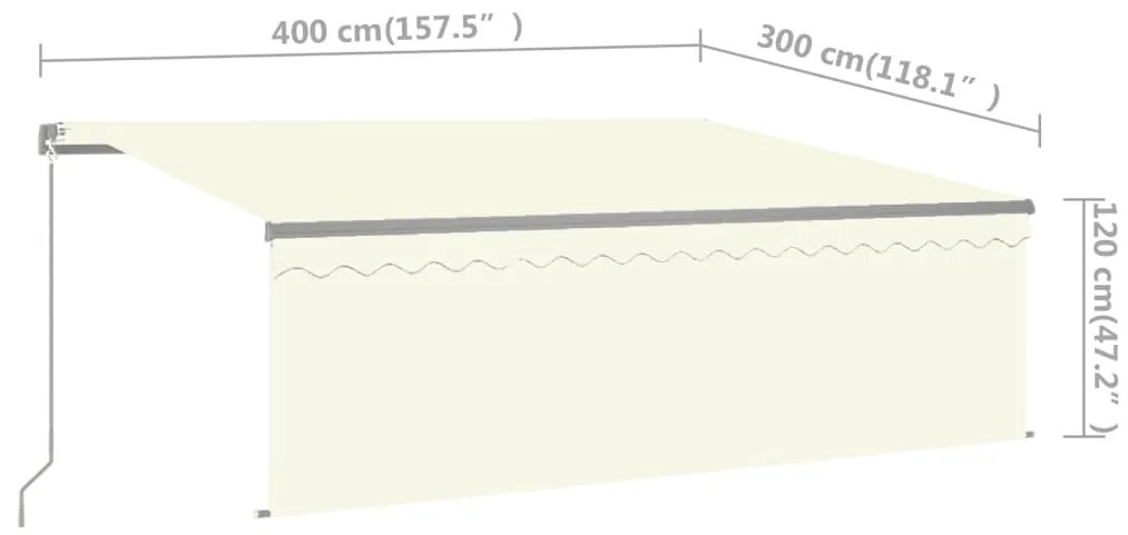 Toldo retrátil manual com estore 4x3 m cor creme
