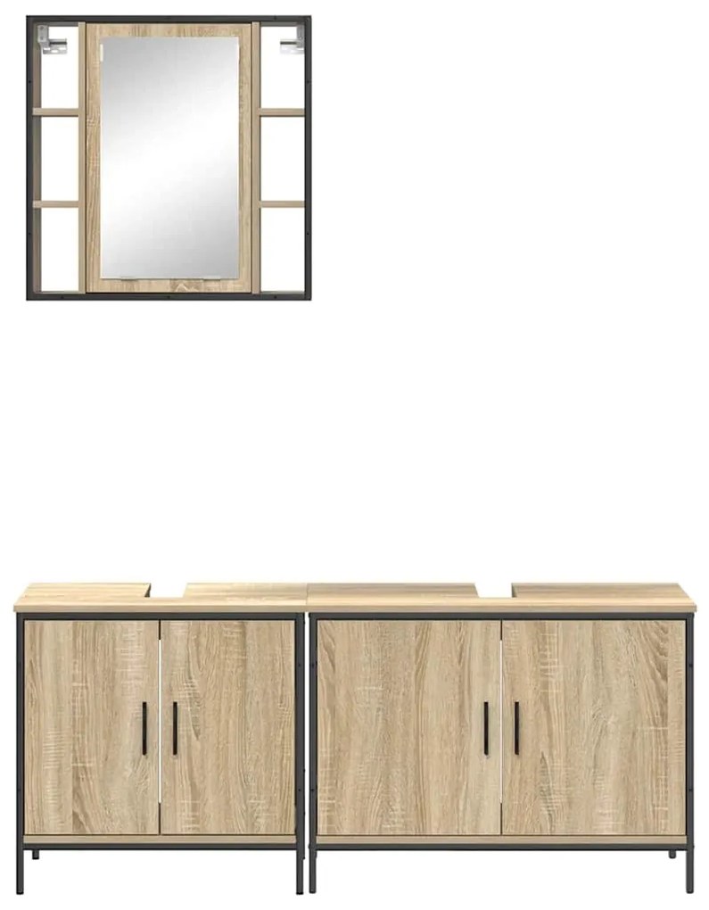 Conjunto de Móveis para Casa de Banho 3 Peças Madeira Sonoma Engenheir