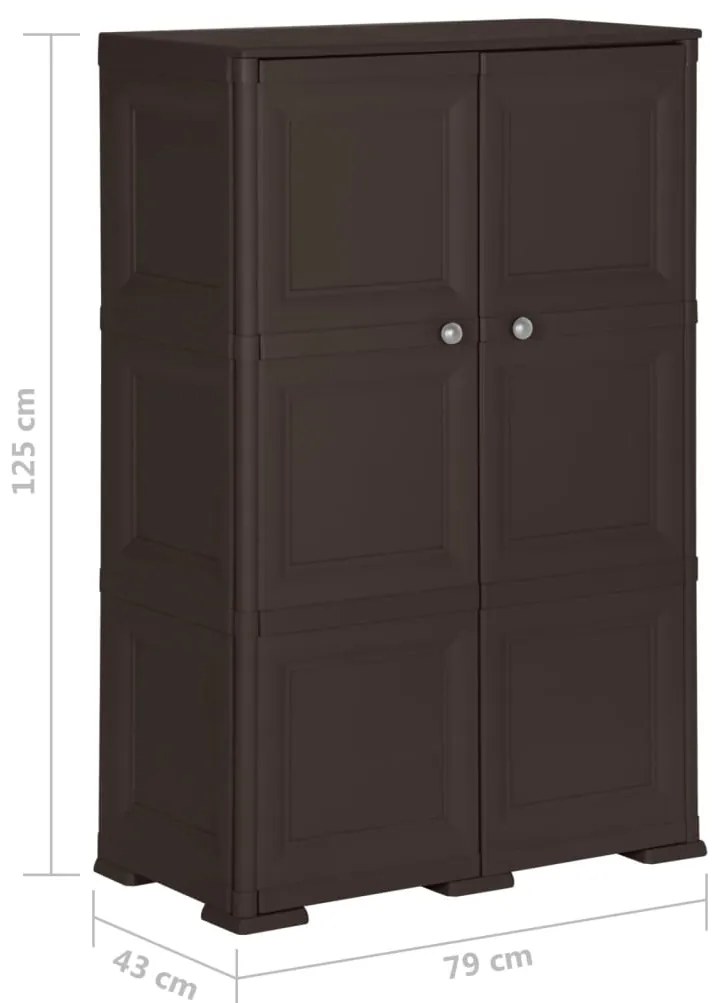 Armário de plástico 79x43x125 cm design de madeira castanho