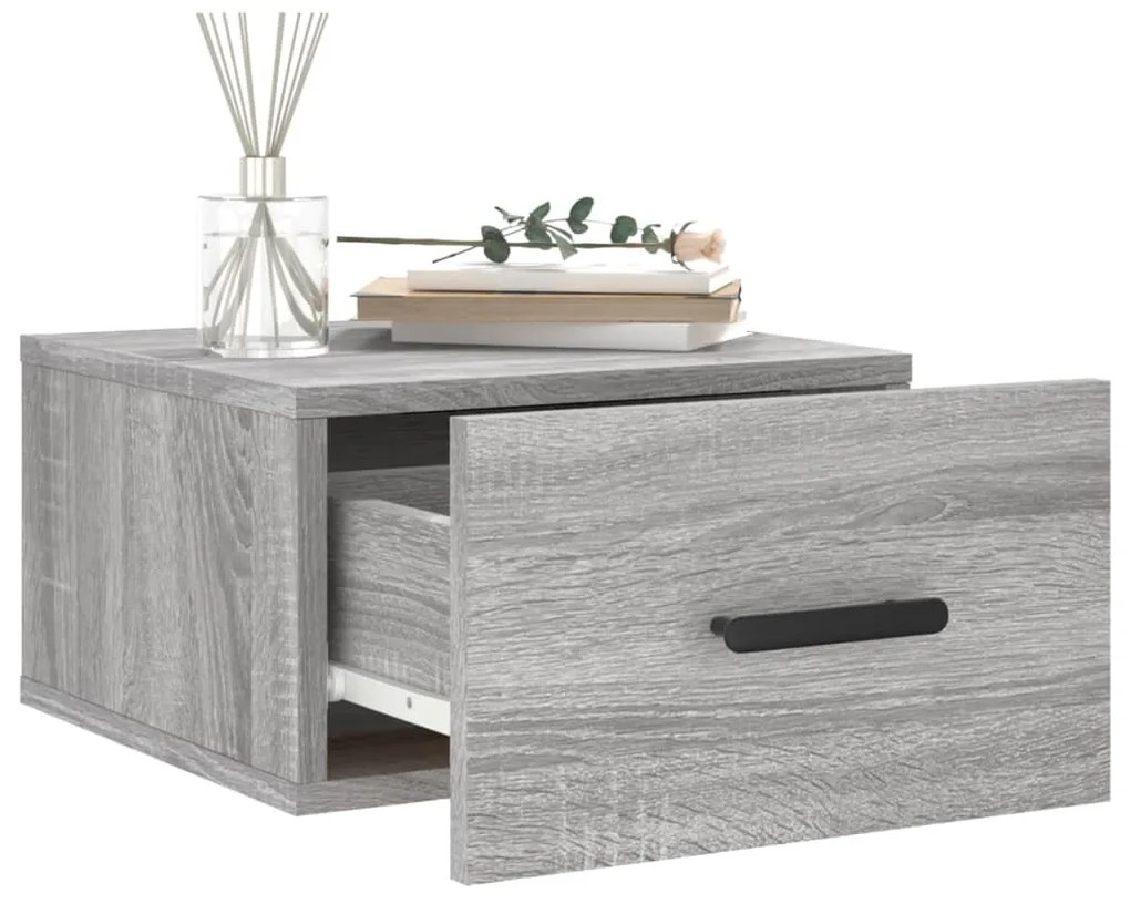 Mesas de cabeceira de parede 2 pcs 35x35x20 cm cinzento sonoma