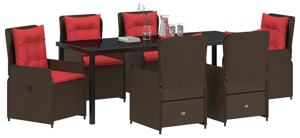Conjunto de Jantar de Jardim 7 Peças Castanho Vime Poly