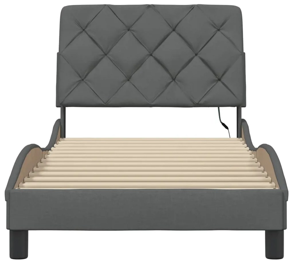 Estrutura de cama com LED sem colchão 90x190 cm tecido