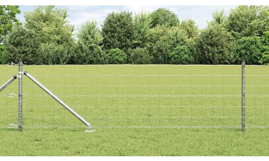 vidaXL Cerca Euro da com 13 postes de espeto, 0,6 x 50 m, em aço galvanizado