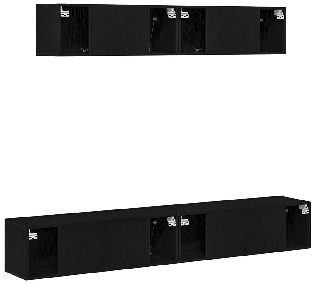 Conjunto de Estante para TV 4 Peças VidaXL Preto Madeira Engineered