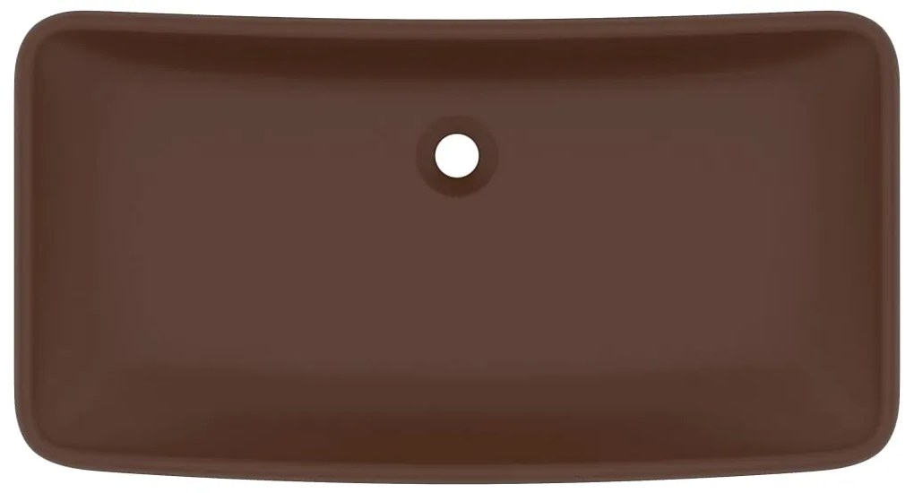 Lavatório luxuoso retangular 71x38 cm cerâmica castanho mate