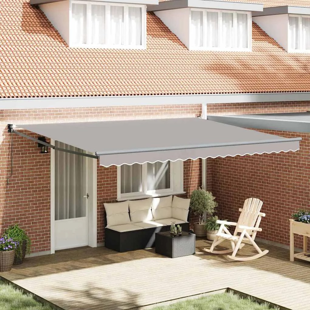 vidaXL Toldo Retrátil Manual Cinza Claro 450x300 cm