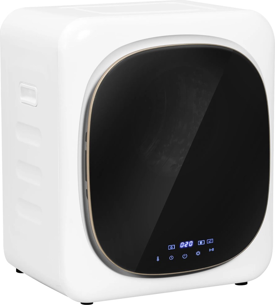 HOMCOM Máquina de Secar por Exaustão 4 kg 800W com Ecrã Tátil, Controlo de Tempo e Temperatura, Secagem Uniforme, Branco | Aosom Portugal