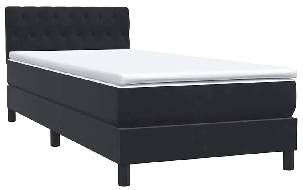 Cama box spring com colchão 90x210 cm veludo preto