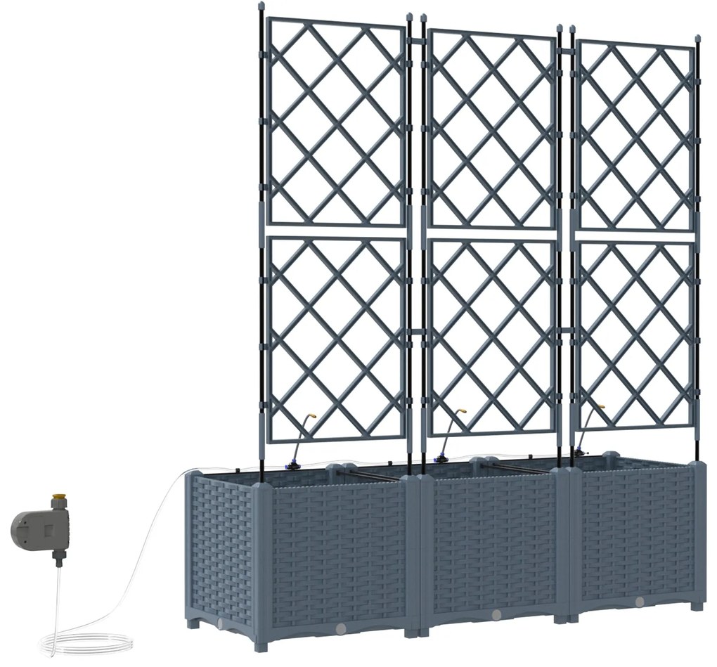 Plantadores de Jardim vidaXL com Sistema de Irrigação por Água 3 pcs C