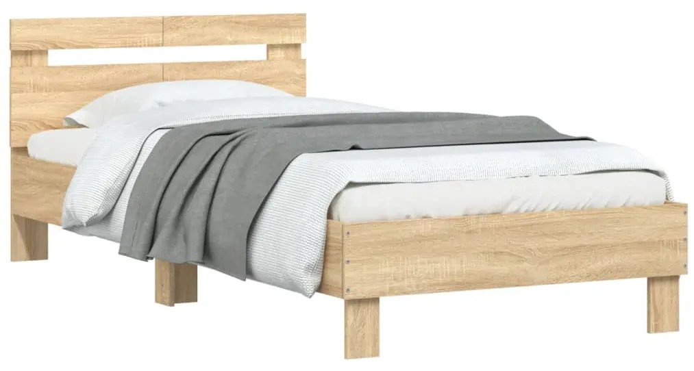 Cama sem colchão com cabeceira 100x200 cm carvalho sonoma
