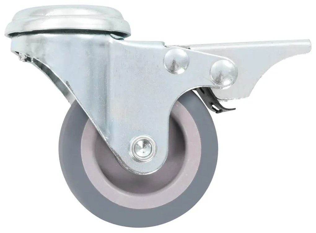 Rodas giratórias com furo e travões duplos 4 pcs 50 mm