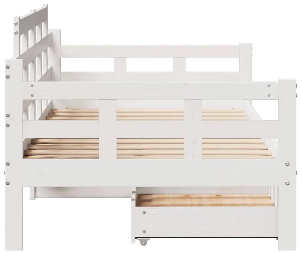 Sofá-cama c/ gavetas 90x200cm madeira de pinho maciça branco