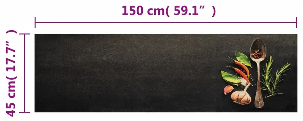 Tapete de cozinha lavável 45x150 cm veludo padrão especiarias