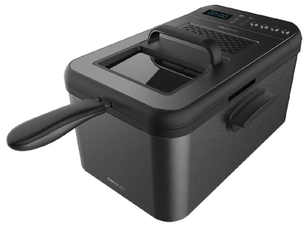 Fritadeira com óleo CleanFry Luxury 3000 Dark de 3,2 litros. 2400 W, aço inoxidável tingido a preto, 5 programas pré-estabelecidos, filtro OilClean
