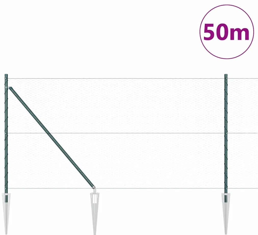 Cerca Hexagonal vidaXL Verde 1x50 m Aço