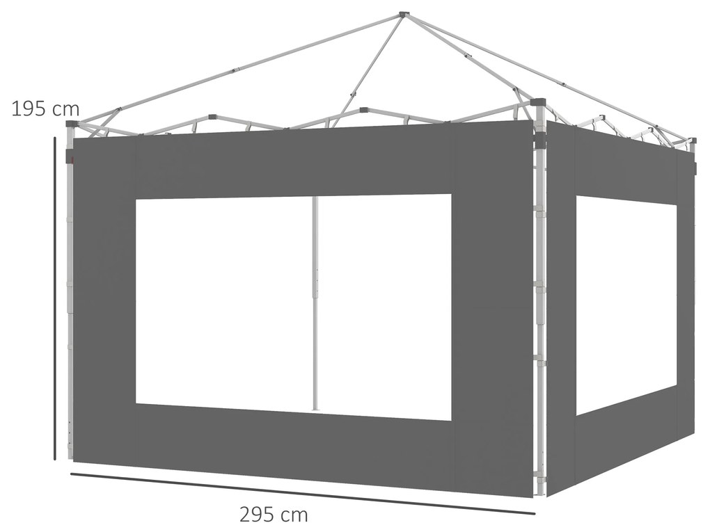 Outsunny Paredes Laterais para Tenda de 2 Painéis 295x195 cm Paredes L