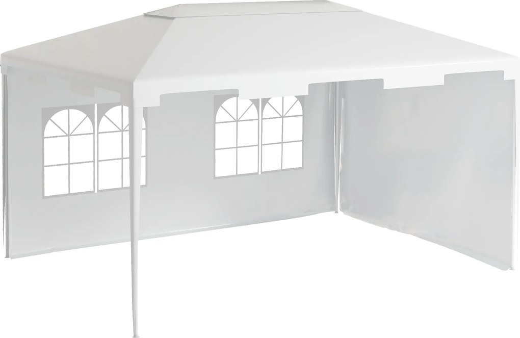 Outsunny Tenda de Jardim 395x295x255 cm  Tenda de Exterior com 2 Paredes Laterais 2 Janelas Anti-UV para Pátio Varanda Branco | Aosom Portugal