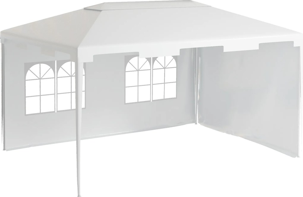 Outsunny Tenda de Jardim 4x3 m Tenda de Exterior para Festas e Eventos com 2 Paredes Laterais 2 Janelas Anti-UV para Pátio Branco | Aosom Portugal
