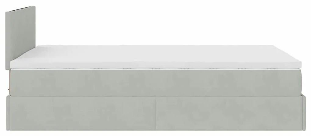 Estrutura de cama otomana com colchão cinza claro Veludo