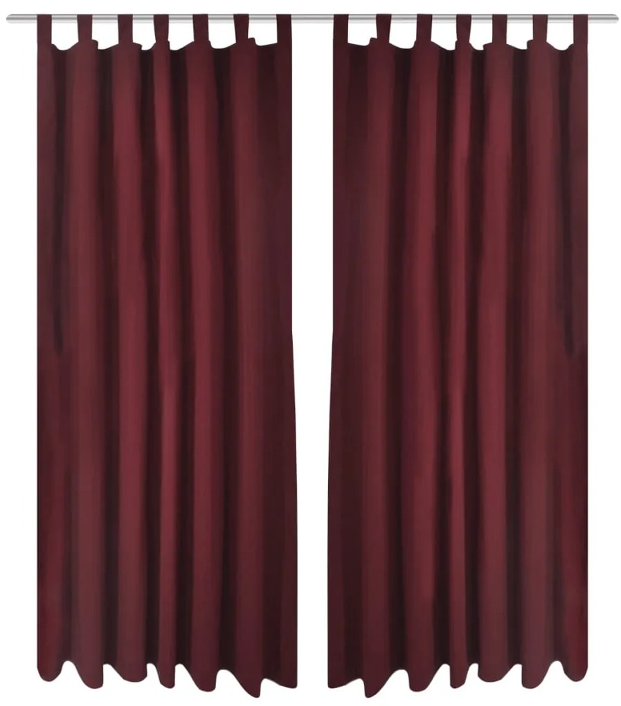 Cortinas de cetim + presilhas 2 pcs, bordeaux 140 x 175 cm