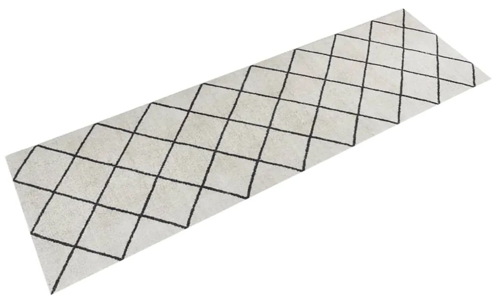 vidaXL Tapete de cozinha lavável 60x180 cm veludo padrão quadrados