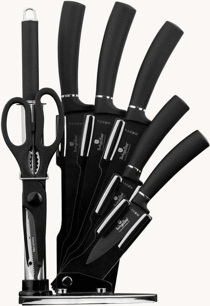 Conjunto de facas com suporte em acrílico Matte Black, conjunto de 8