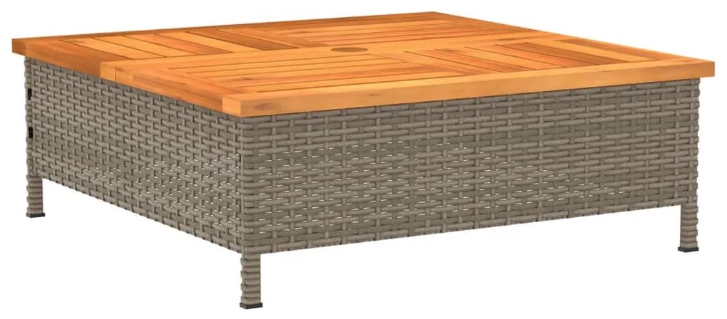 Mesa de jardim 70x70x25cm vime e madeira acácia maciça cinzento