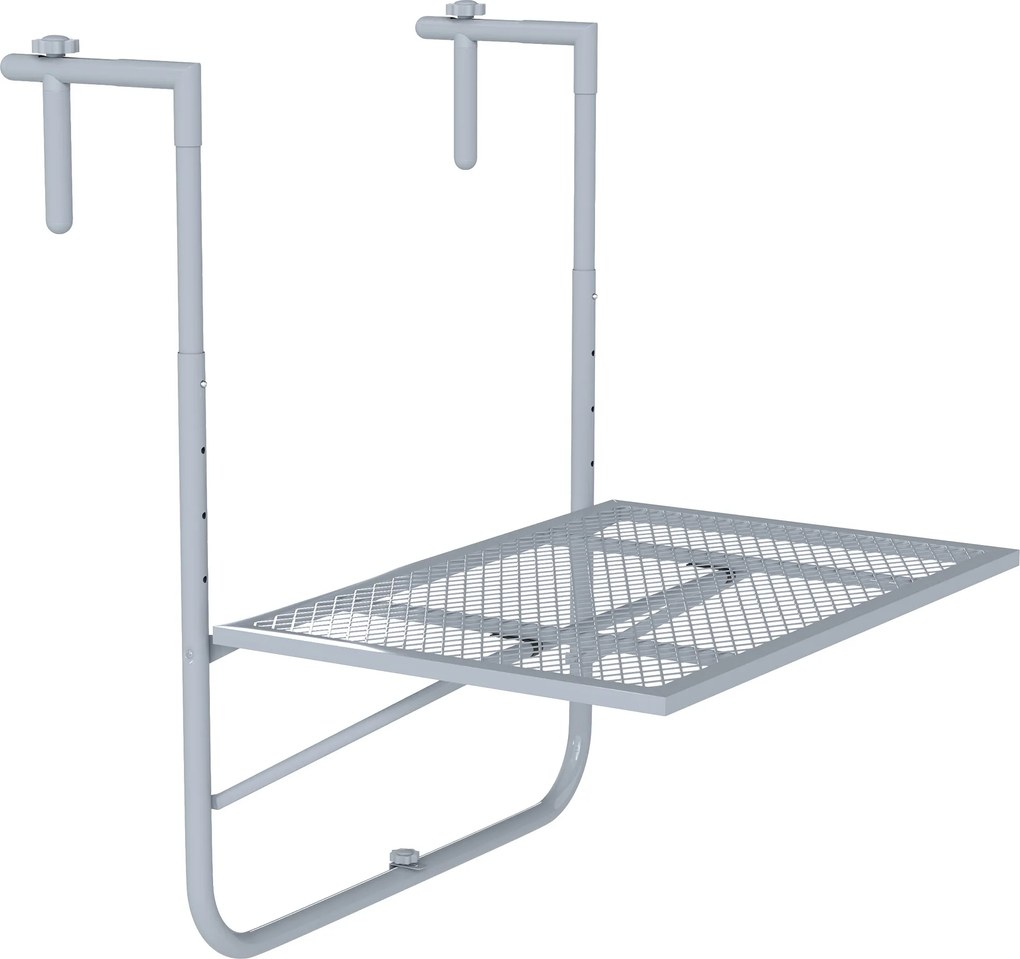 Outsunny Mesa suspensa para varanda dobrável 4-fach höhenverstellbarer Hängetisch aus Metall wetterfest Balkontisch 60x40 cm Cinza | Aosom Portugal