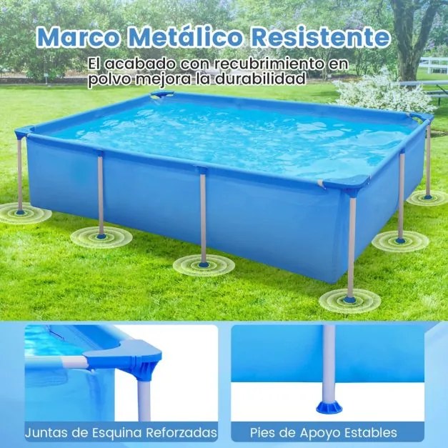 Piscina retangular com bomba de filtro artucho e estrutura metálica 258 cm x 179 cm x 66 cm Azul