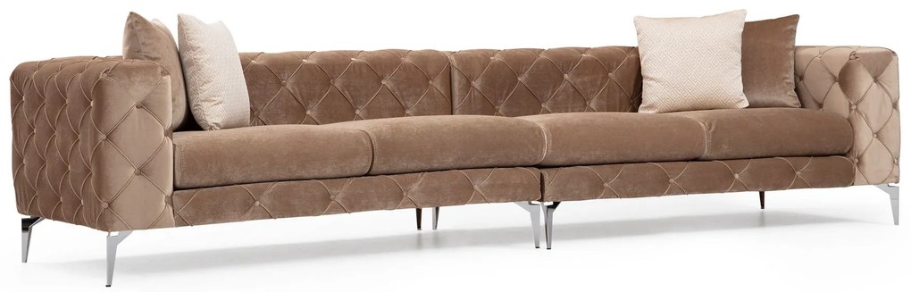 Sofá de 4 Lugares Como – Creme Escuro – 344x90x72 cm
