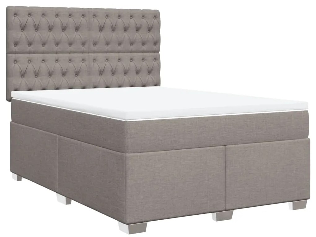 Cama com molas/colchão 140x200 cm tecido castanho-acinzentado
