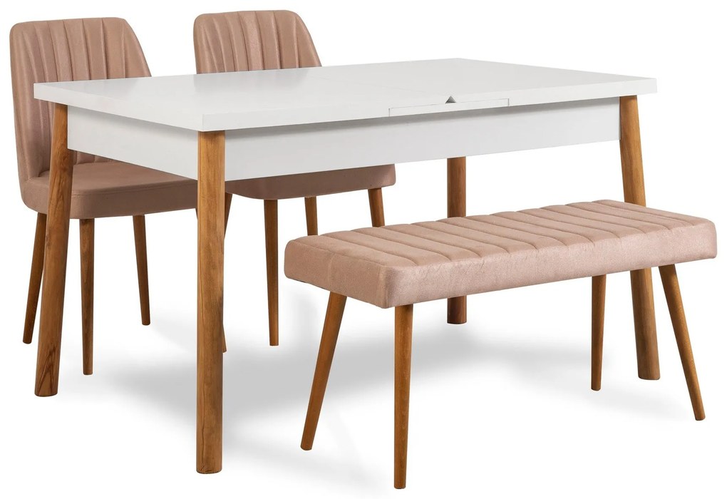Conjunto de Mesa de Jantar Extensível e Cadeiras (4 Peças) Santiago –