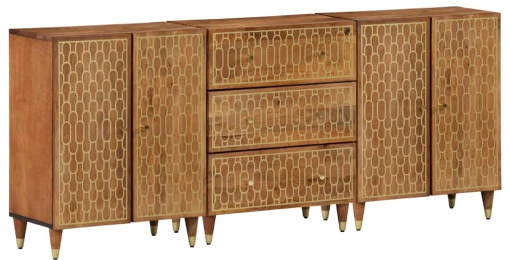 vidaXL Móveis de apoio 3 pcs 60x33x75 cm madeira de mangueira maciça