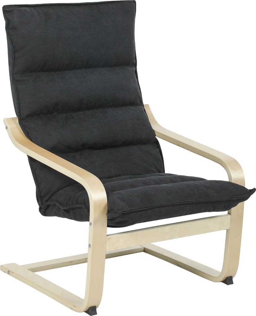 Poltrona de Sala Moderna com Encosto Alto Acolchoado Estrutura de Madeira e Estofada em Veludo 67x83x105 cm Preto